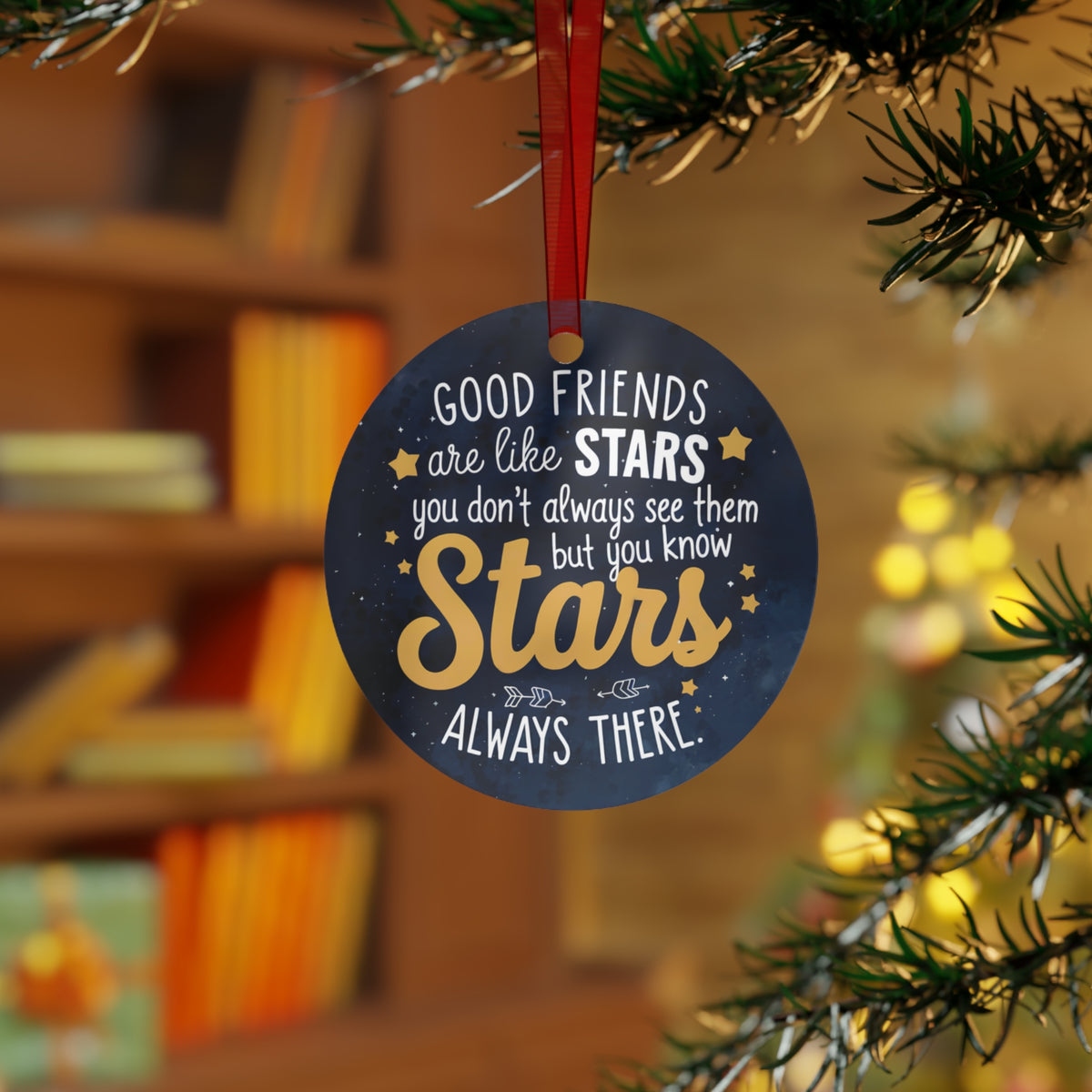 Good Friend Like Starts Metal Christmas tree ornaments, Friendship Christmas