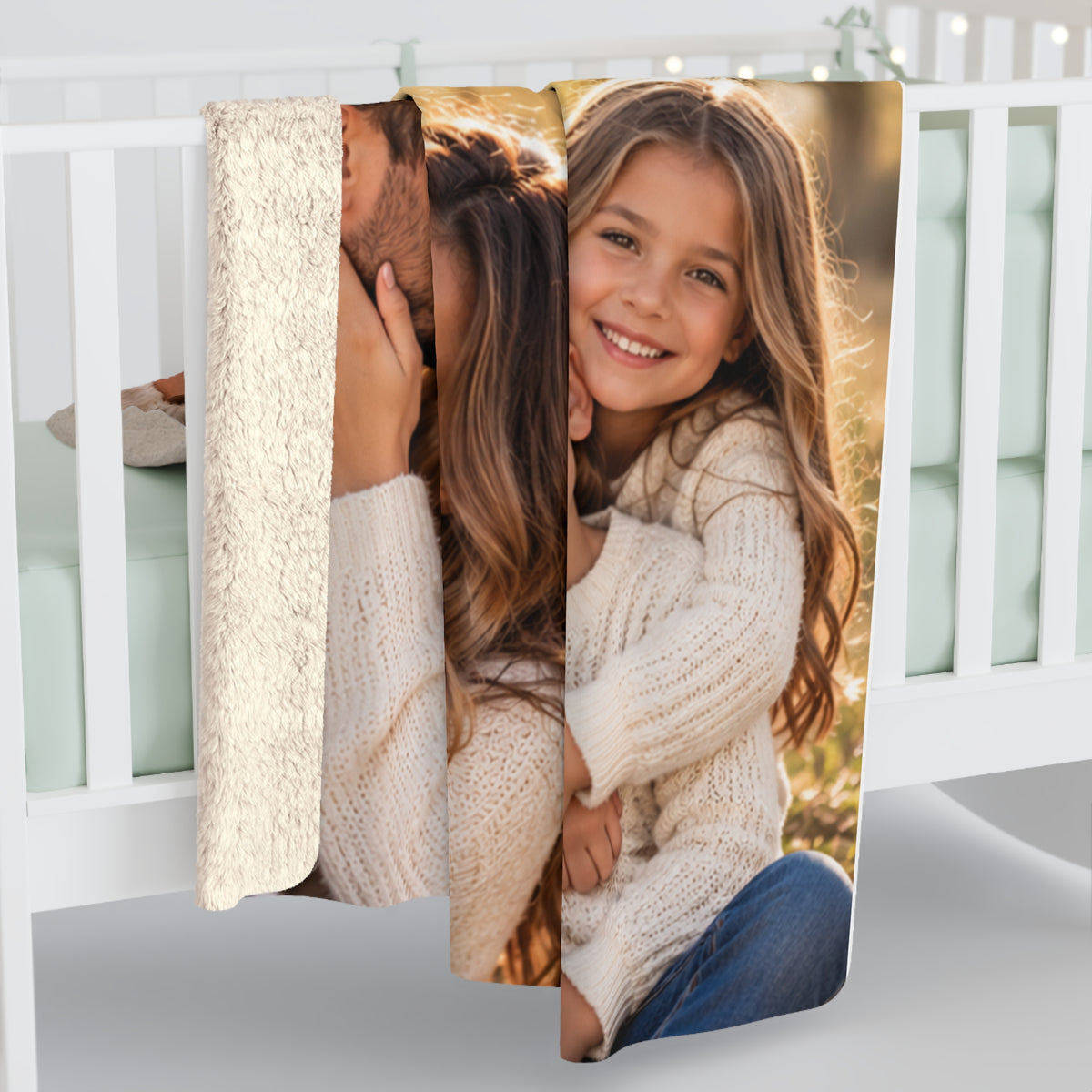 Personalized Family Photo Sherpa Blanket