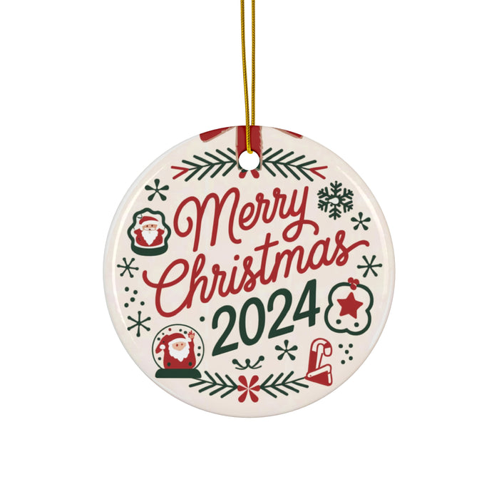 Merry Christmas 2024, Best Christmas Gift, Ceramic Ornament, 4 Shapes