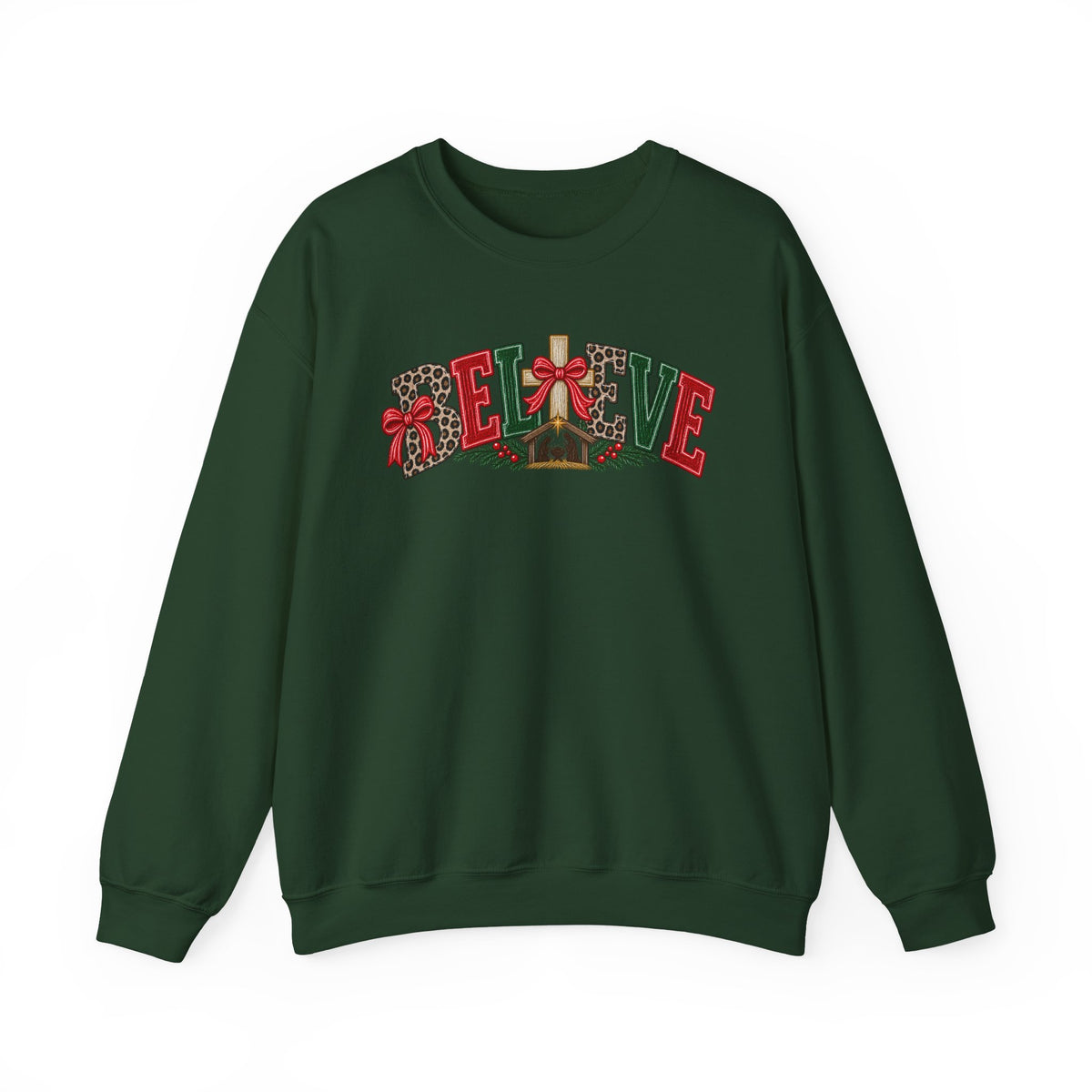 Believe Christmas Floral Crewneck Sweatshirt