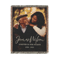 Personalized Memorial Woven Blanket — "Forever in Our Hearts" Custom Name & Years