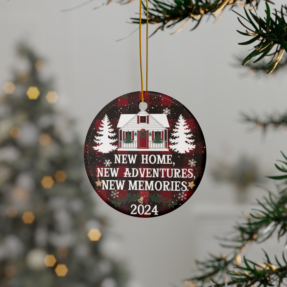 New Home New Memories Ceramic Ornaments, 2-Side Print, Gift For Christmas