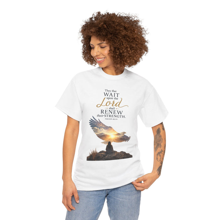 "Wait Upon the Lord" Eagle Sunrise Faith Unisex Tee