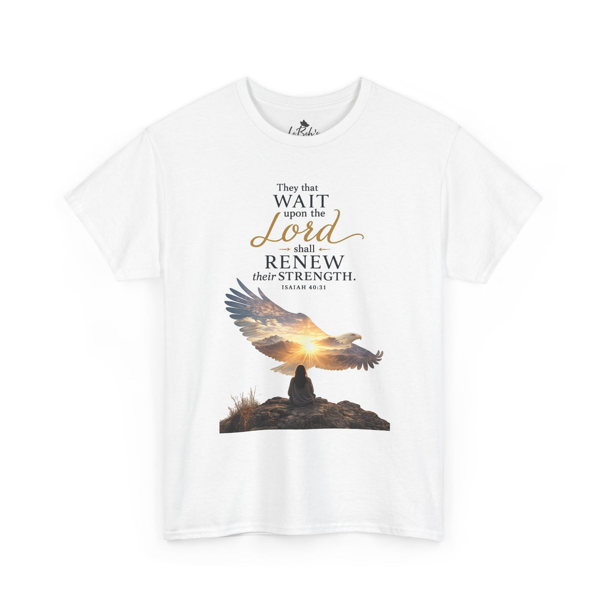 "Wait Upon the Lord" Eagle Sunrise Faith Unisex Tee