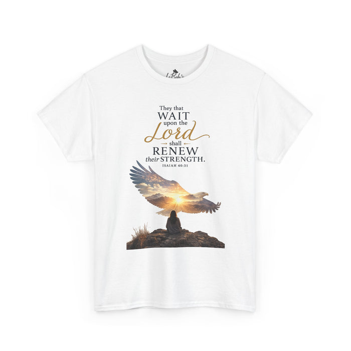 "Wait Upon the Lord" Eagle Sunrise Faith Unisex Tee