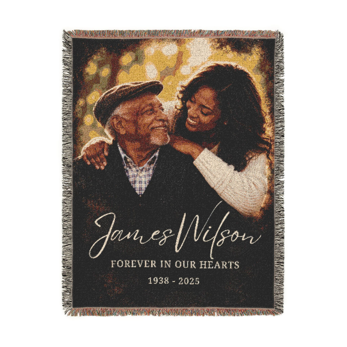 Personalized Memorial Woven Blanket — "Forever in Our Hearts" Custom Name & Years