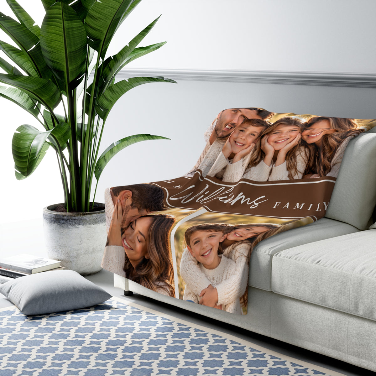 Personalized Family Photo Sherpa Blanket