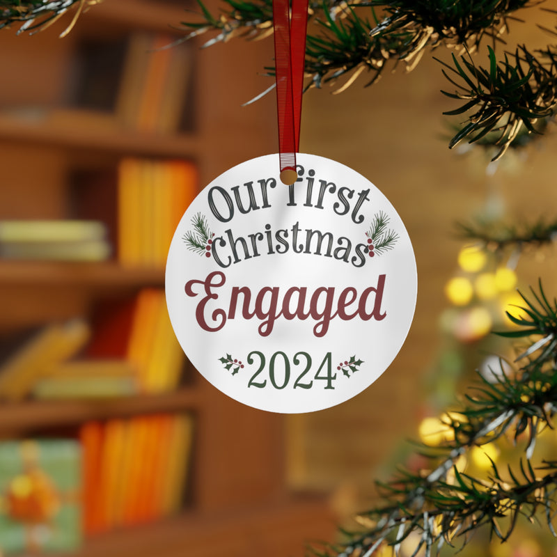 Our First Christmas Engged 2024, Metal Ornaments best Christmas Gift For Couple