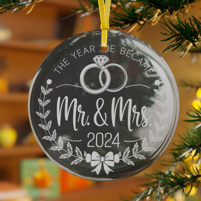 The Year We Become Mr & MRS Glass Ornaments