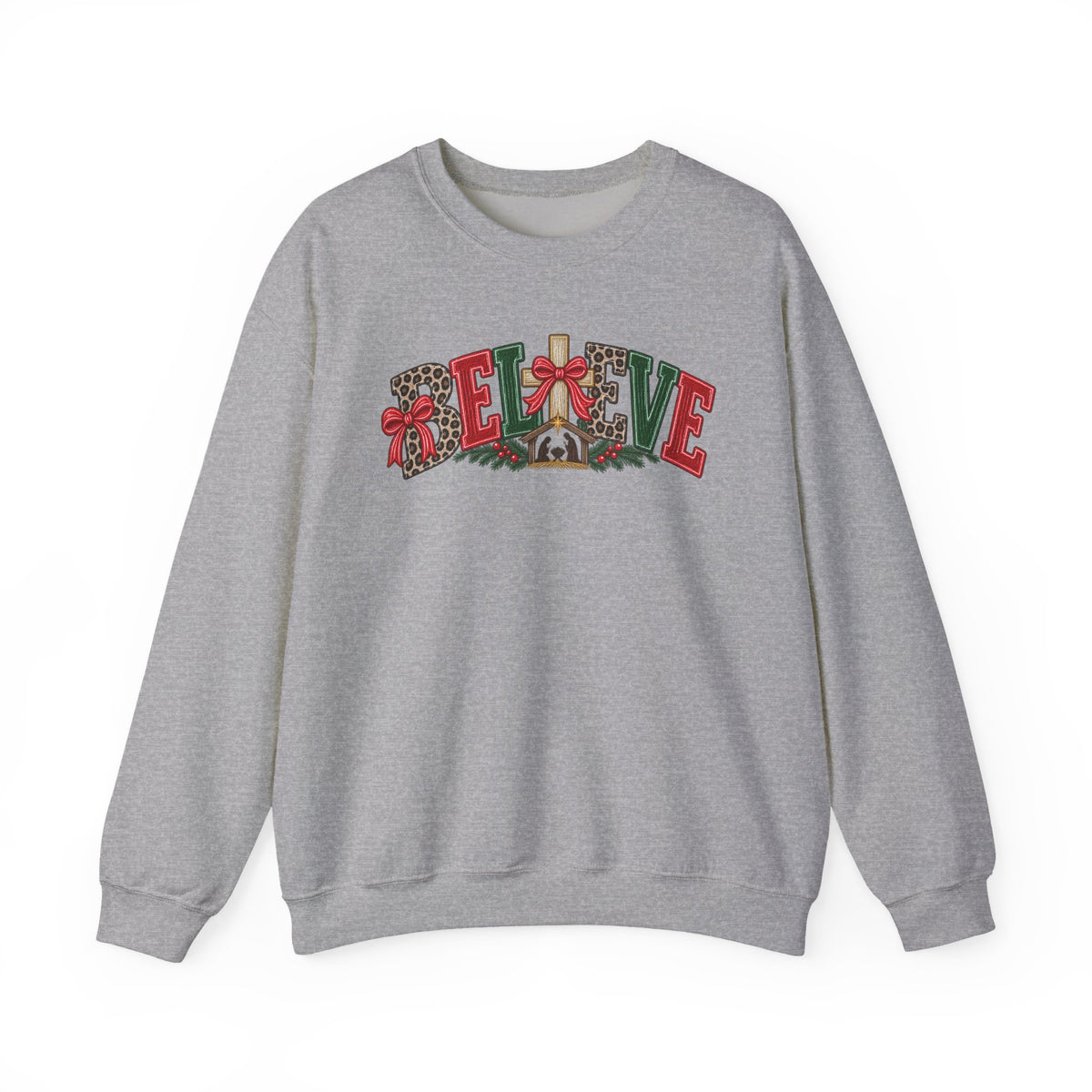 Believe Christmas Floral Crewneck Sweatshirt