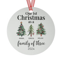 Personalized Gift Metal Ornaments, Our First Christmas As A Family Of Tree Metal Christmas tree ornaments