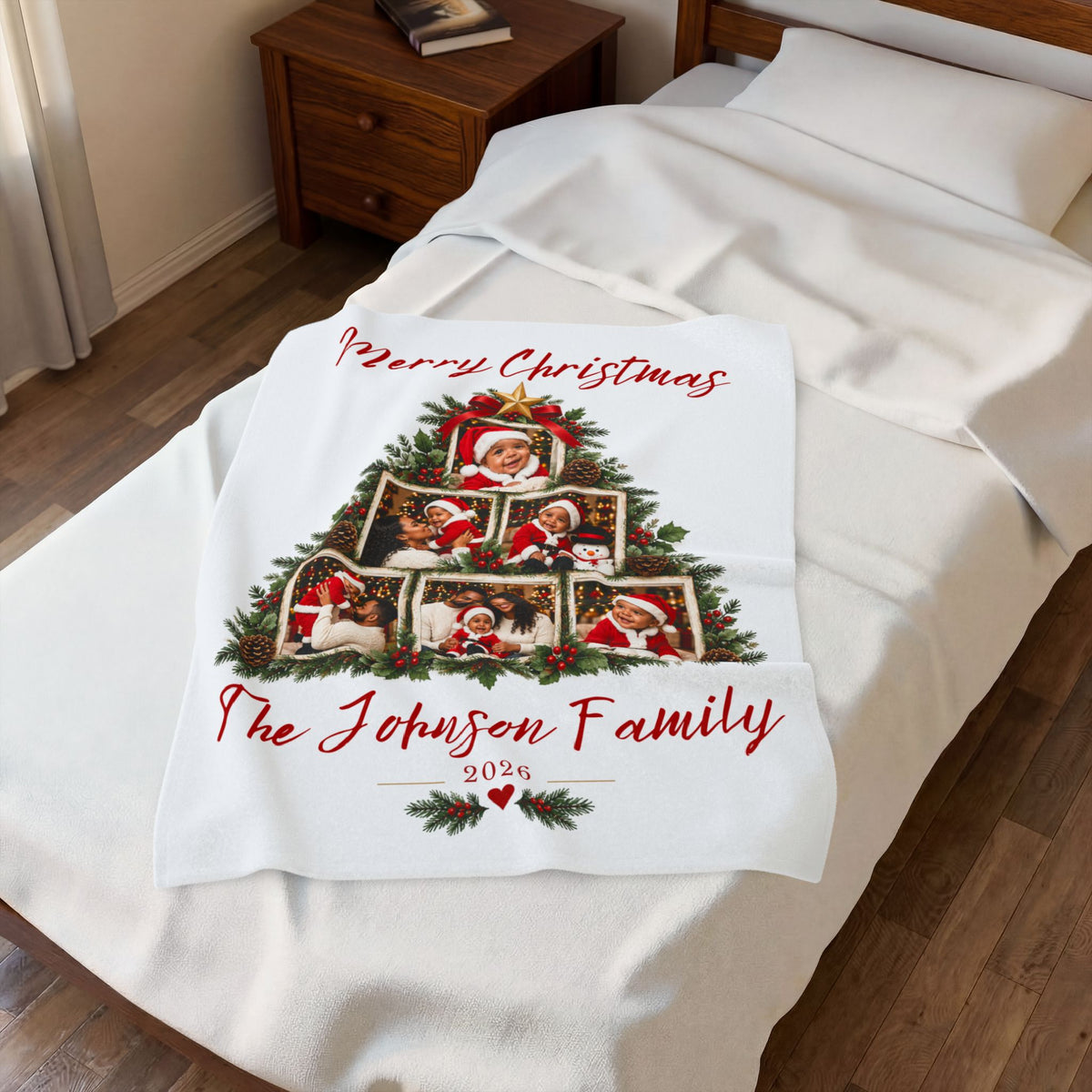 Personalized Christmas Family Photo Blanket