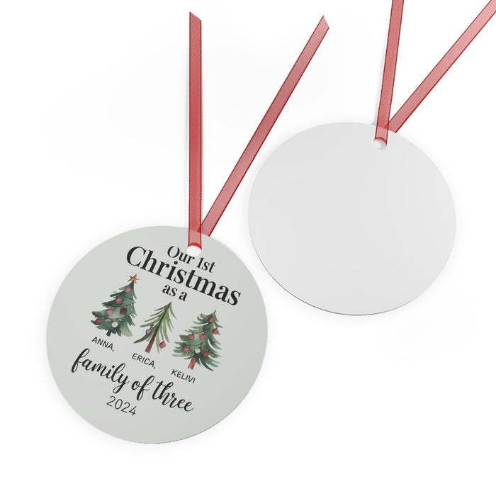 Personalized Gift Metal Ornaments, Our First Christmas As A Family Of Tree Metal Christmas tree ornaments