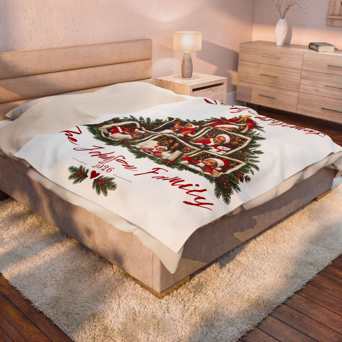 Personalized Christmas Family Photo Blanket