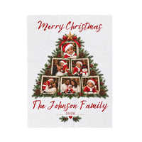 Personalized Merry Christmas Family Photo Velveteen Blanket