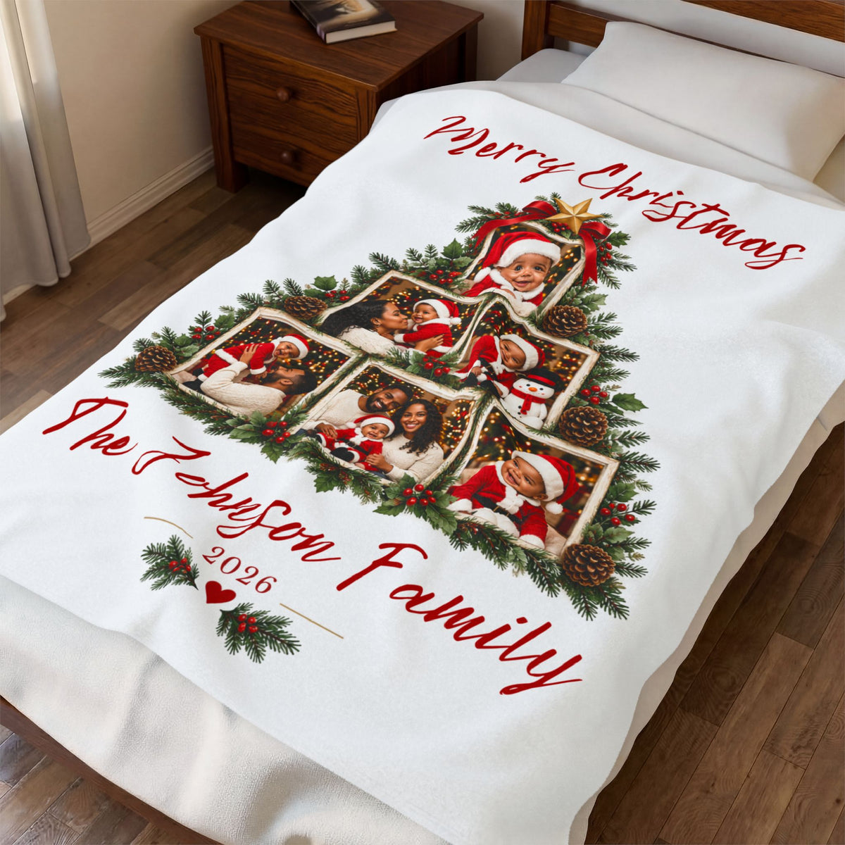Personalized Christmas Family Photo Blanket