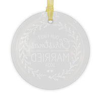 Our First Christmas Married 2024 Glass Ornaments, Best Gift For Couple