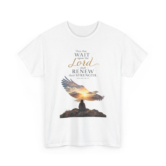 "Wait Upon the Lord" Eagle Sunrise Faith Unisex Tee