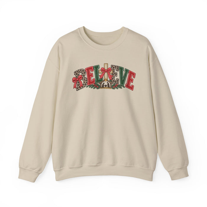 Believe Christmas Floral Crewneck Sweatshirt