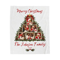 Personalized Merry Christmas Family Photo Velveteen Blanket
