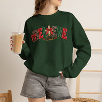 Believe Christmas Floral Crewneck Sweatshirt