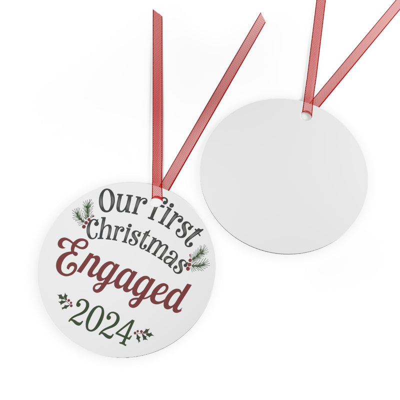 Our First Christmas Engged 2024, Metal Ornaments best Christmas Gift For Couple