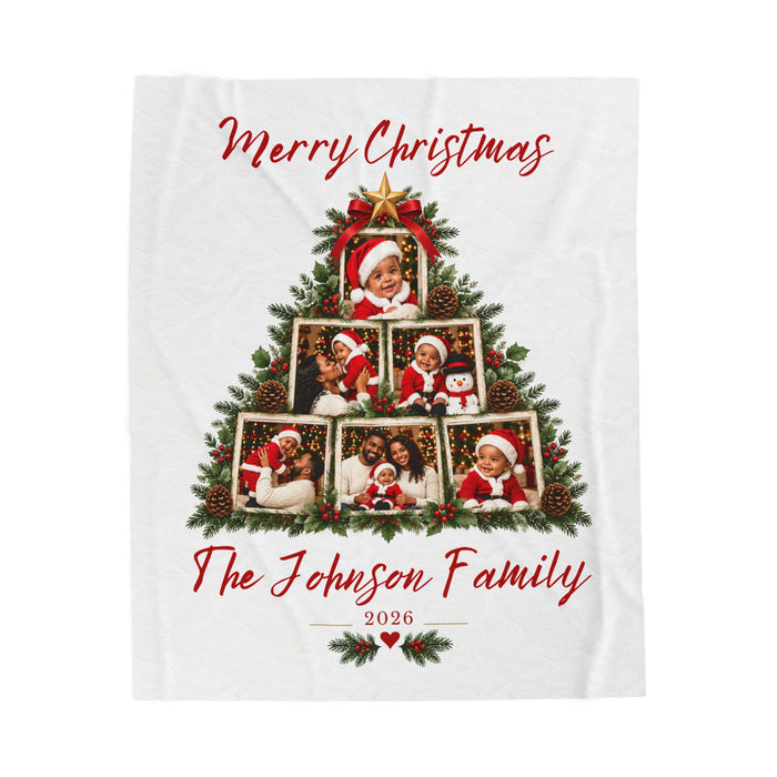 Personalized Christmas Family Photo Blanket