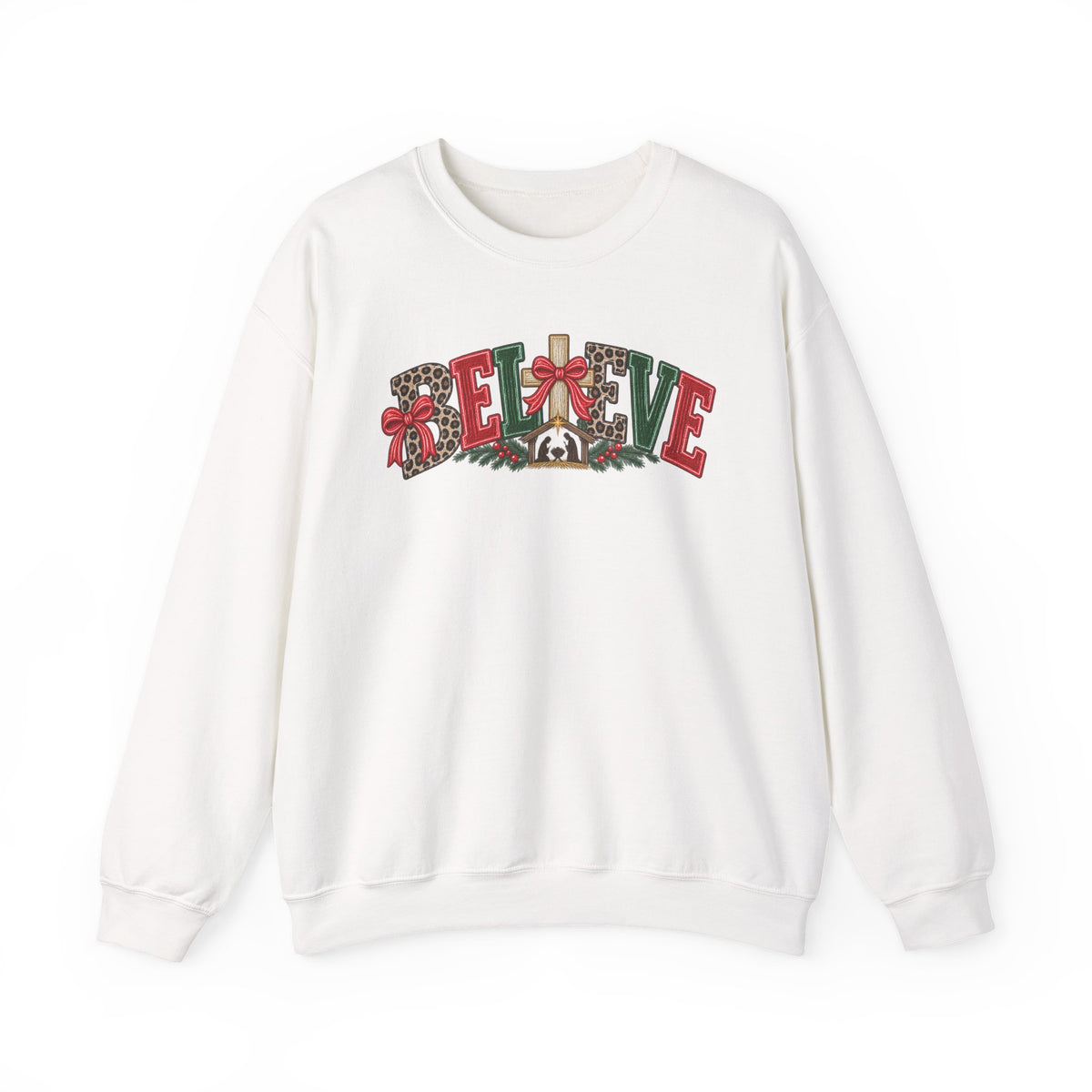 Believe Christmas Floral Crewneck Sweatshirt