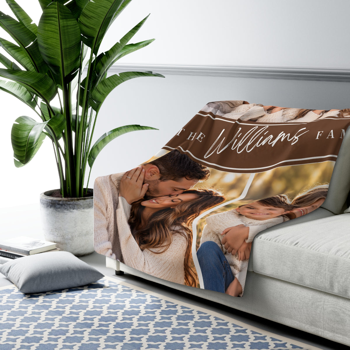 Personalized Family Photo Sherpa Blanket