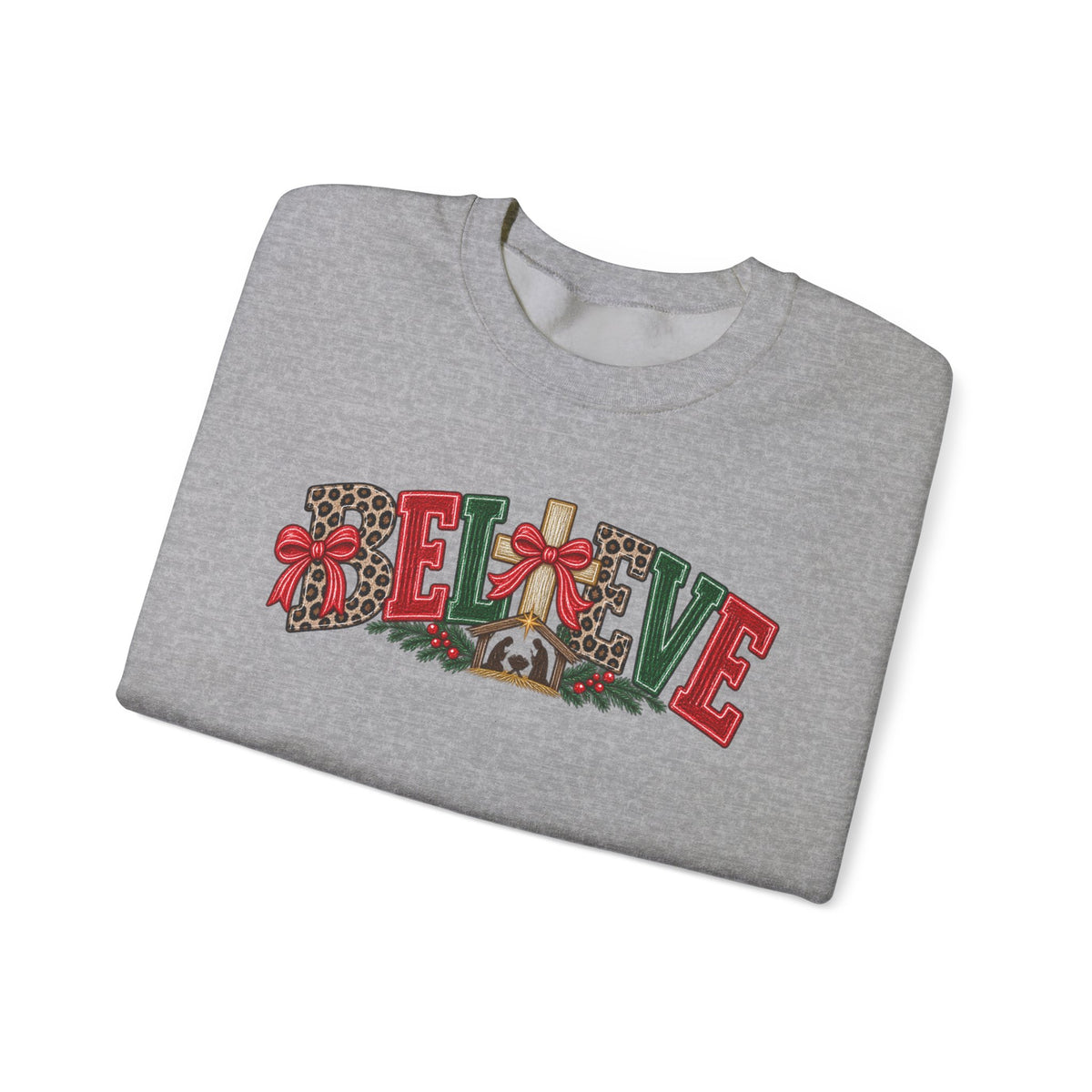Believe Christmas Floral Crewneck Sweatshirt