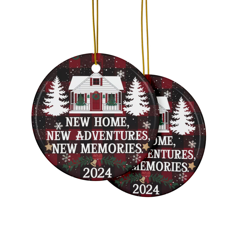 New Home New Memories Ceramic Ornaments, 2-Side Print, Gift For Christmas