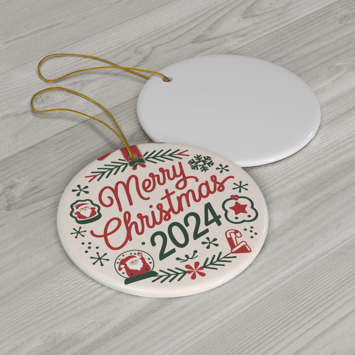 Merry Christmas 2024, Best Christmas Gift, Ceramic Ornament, 4 Shapes