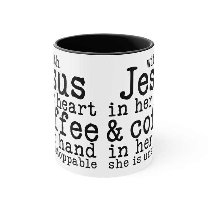 With Jesus In Her Heart Mug, 11oz