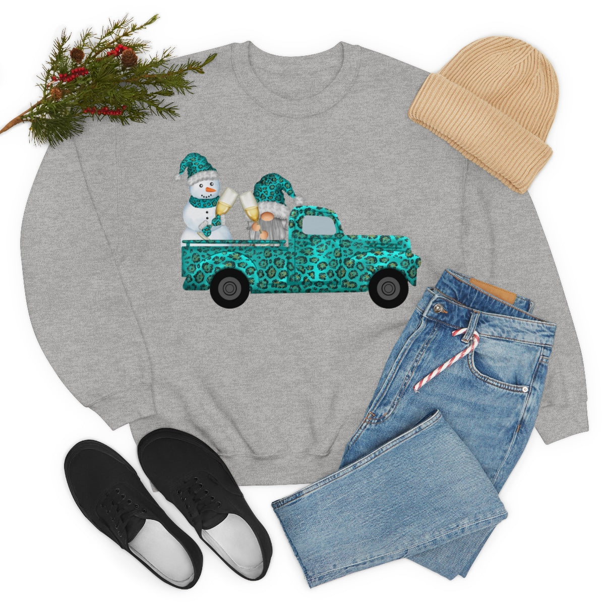 Christmas Leopard Truck Snowman and Gnome