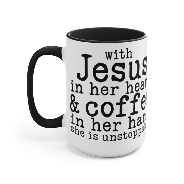 With Jesus In Her Heart Mugs, 15oz