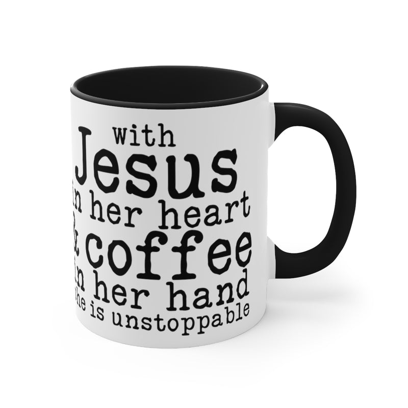 With Jesus In Her Heart Mug, 11oz