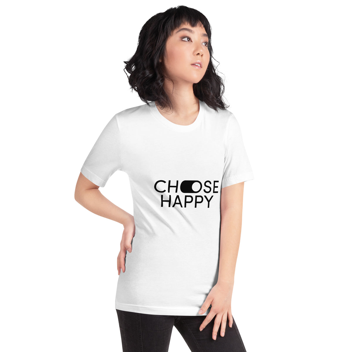 Women's Casual Short-Sleeve T-Shirt - ''Choose Happy''