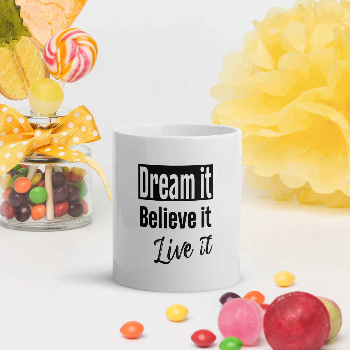 Dream It White glossy mug